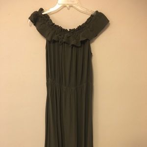 Who What Wear olive green off shoulder dress Large